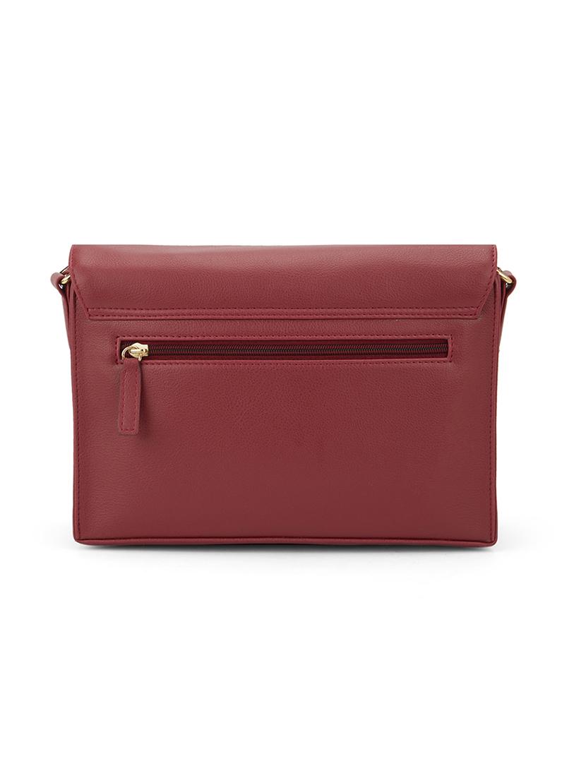 women maroon leatherette solid sling bag - 21648269 - Standard Image - 1