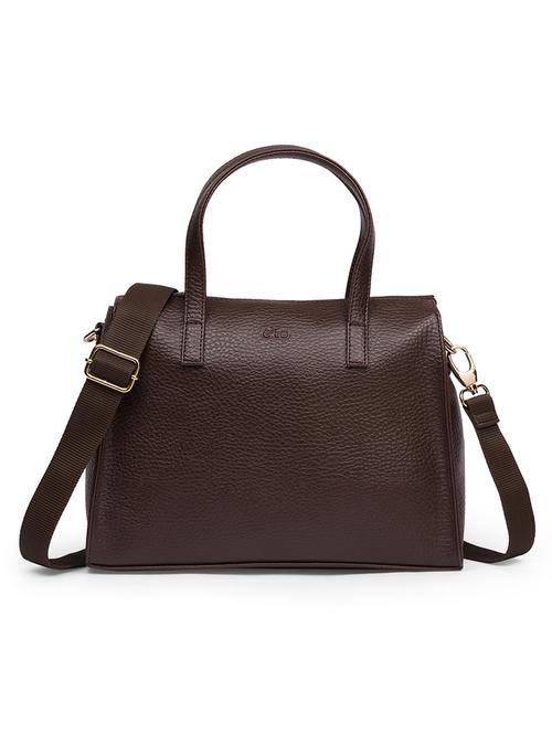 women brown leatherette textured handbag - 21648270 - Standard Image - 0