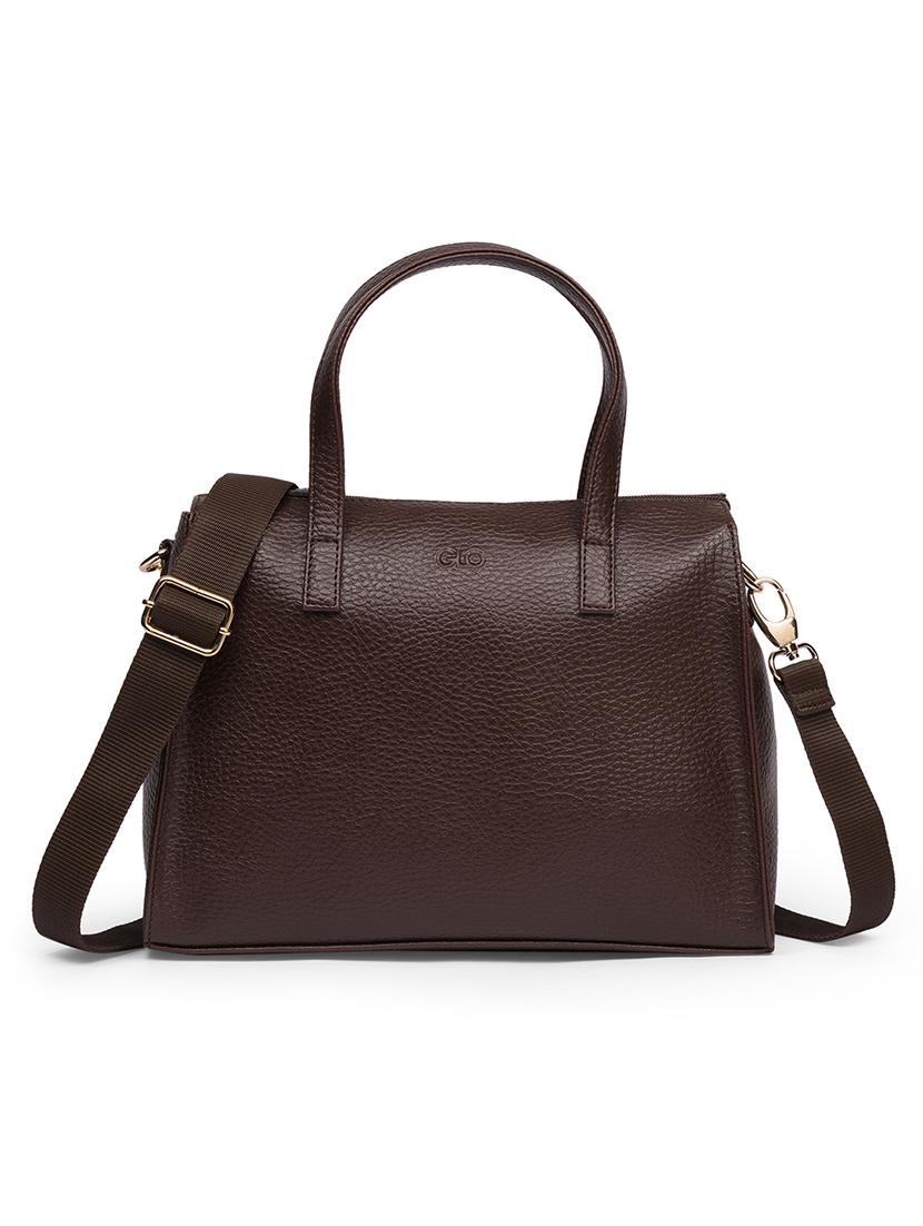 women brown leatherette textured handbag - 21648270 - Zoom Image - 0