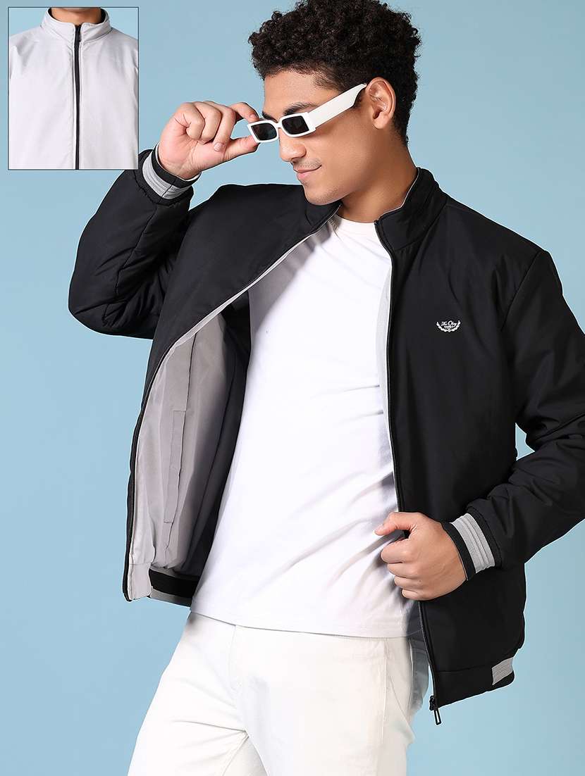 men solid long sleeve reversible bomber jacket - 21648465 -  Standard Image - 1