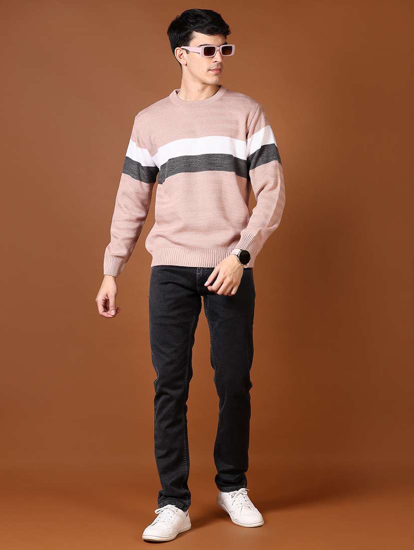men color block long sleeve pullover - 21648501 -  Standard Image - 4