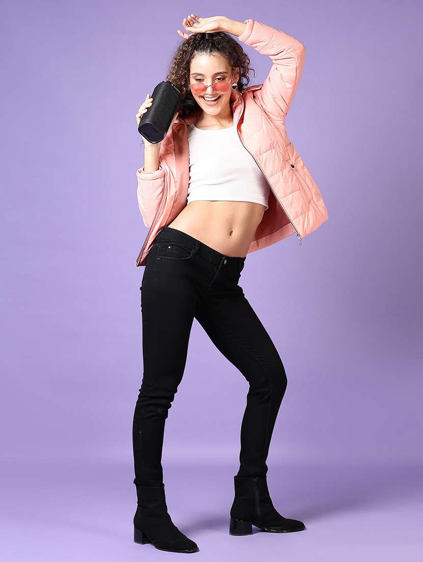 women long sleeves solid puffer jacket - 21648542 -  Standard Image - 4