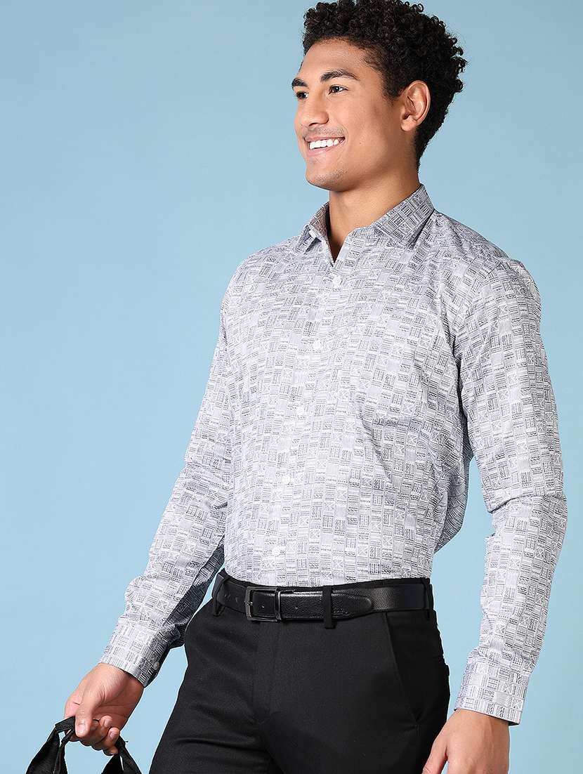 men long sleeves printed formal shirt - 21648555 - Standard Image - 1