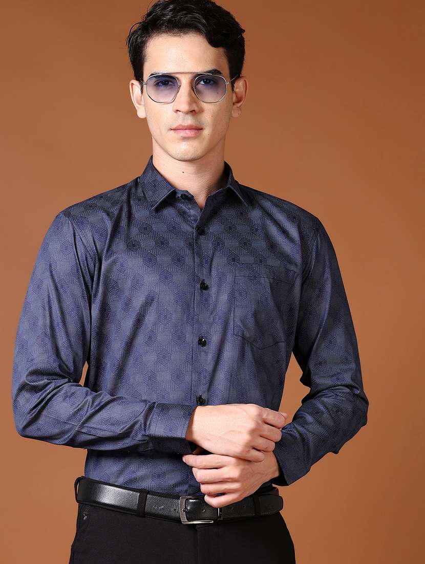 men long sleeves printed formal shirt - 21648557 -  Standard Image - 1