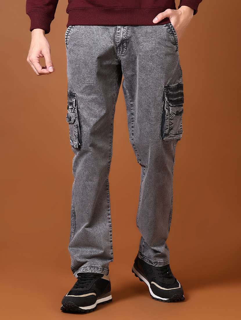 men solid mid rise relaxed fit cargo - 21648561 -  Standard Image - 1