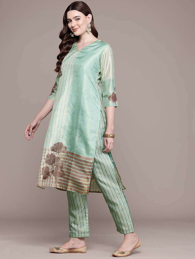 women three quarter sleeve kurta pant with dupatta set - 21648641 -  Standard Image - 1