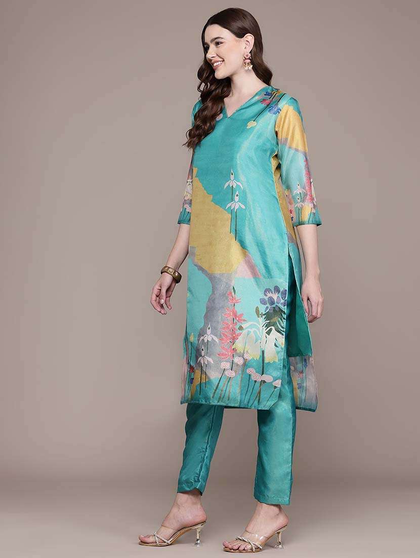 women three quarter sleeve kurta pant with dupatta set - 21648643 -  Standard Image - 1