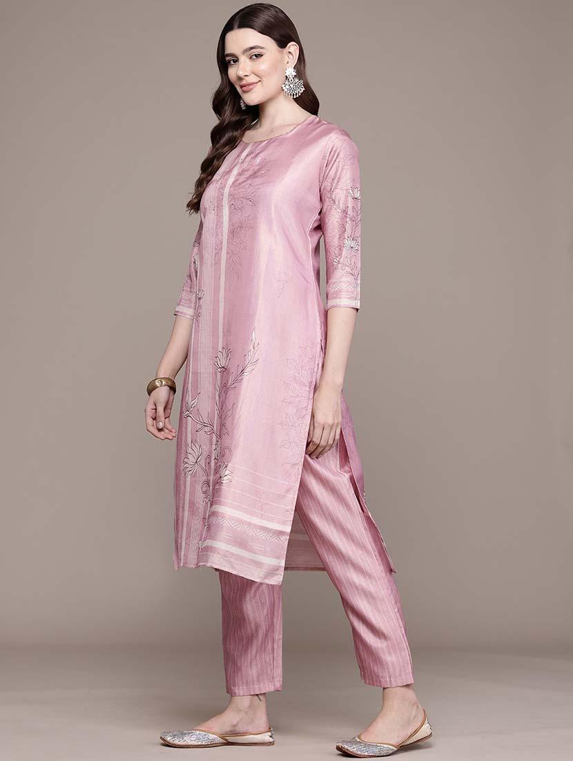 women three quarter sleeve kurta pant with dupatta set - 21648645 - Standard Image - 1