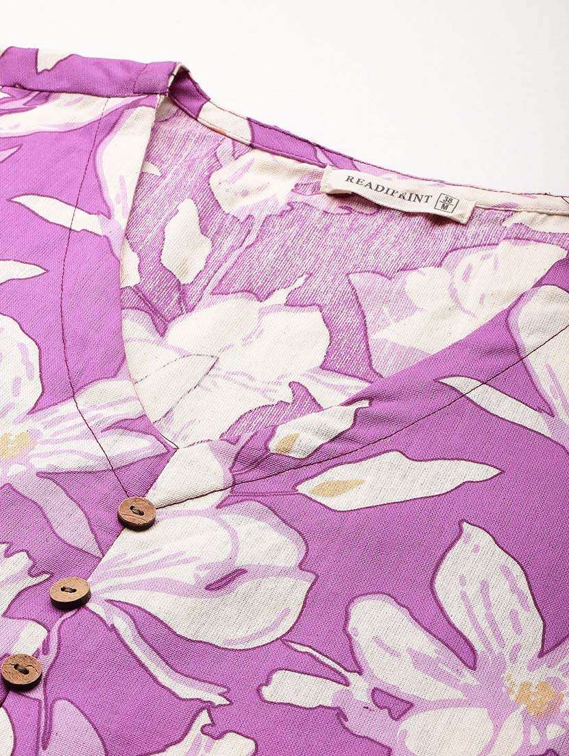 women lavenderf loral printed kurta pant set - 21648652 -  Standard Image - 4