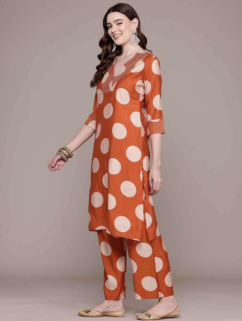 women polka dots printed kurta palazzo set - 21648656 -  Standard Image - 1