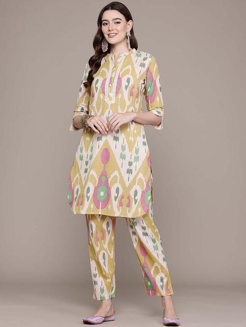 women self design mandarin neck kurta pant set - 21648664 -  Standard Image - 0