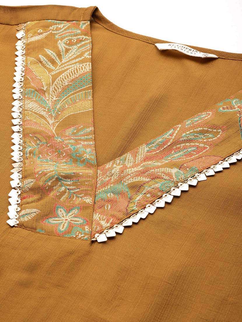 women solid v neck kurta palazzo set - 21648669 -  Standard Image - 4