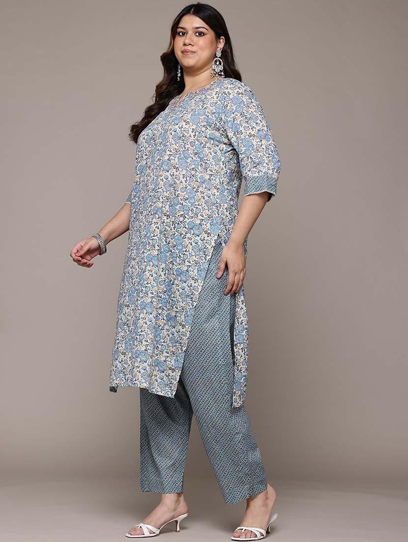 women three quarter sleeve kurta pant with dupatta set - 21648678 - Standard Image - 1