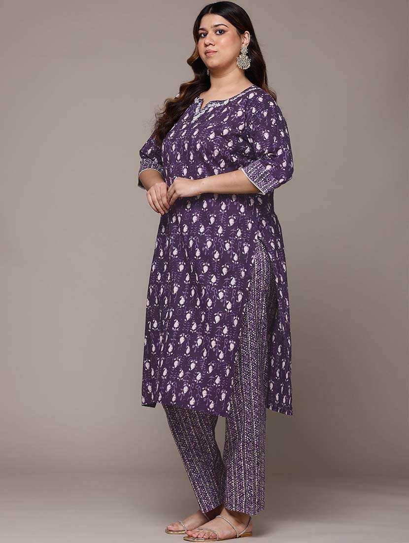 women three quarter sleeve kurta pant with dupatta set - 21648679 -  Standard Image - 1