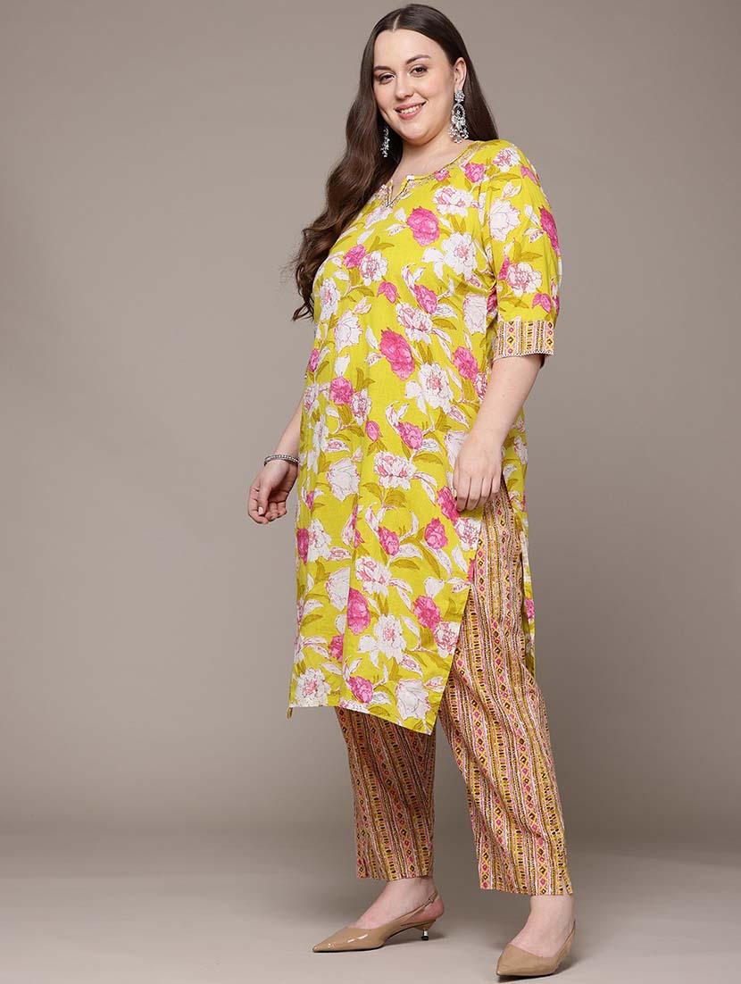 women three quarter sleeve kurta pant with dupatta set - 21648680 -  Standard Image - 1