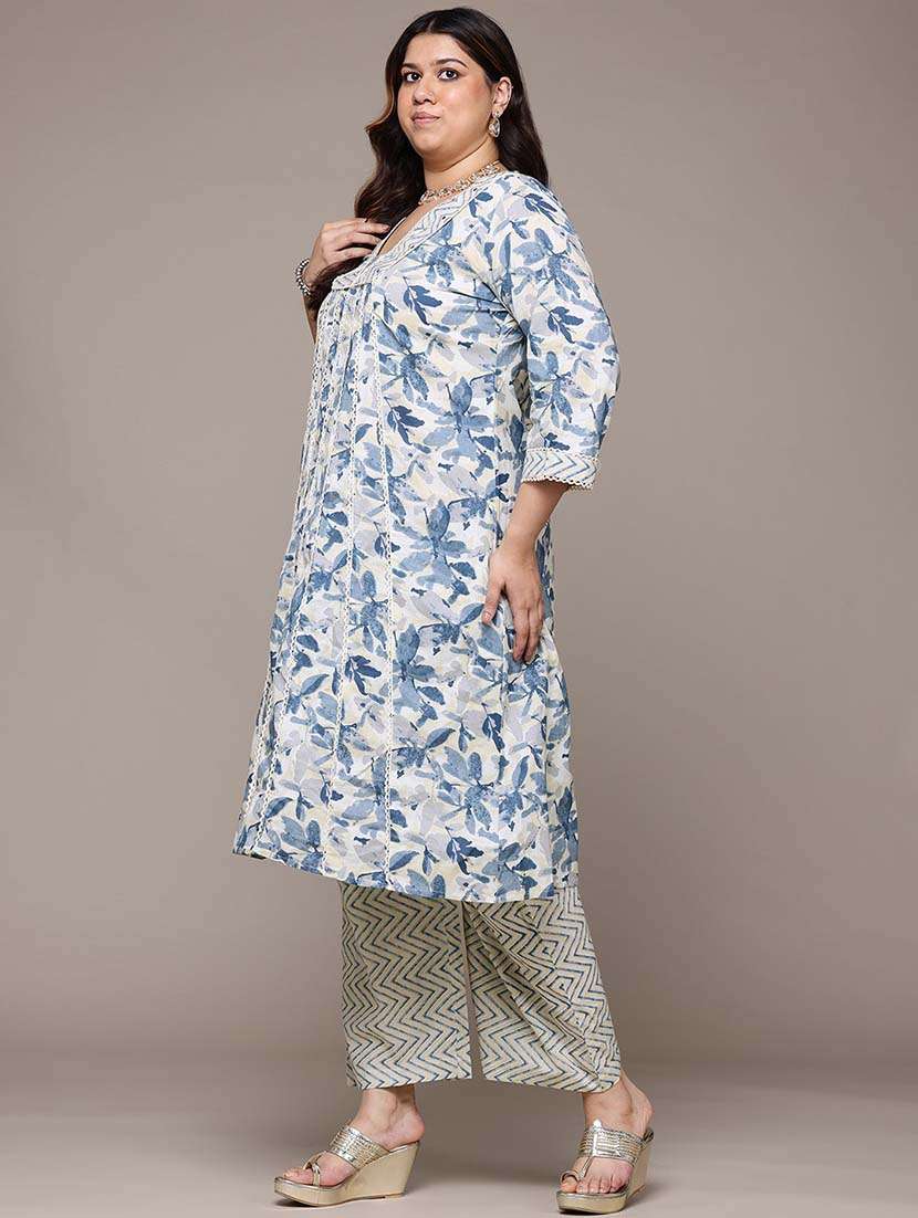 women three quarter sleeve kurta pant with dupatta set - 21648681 -  Standard Image - 1