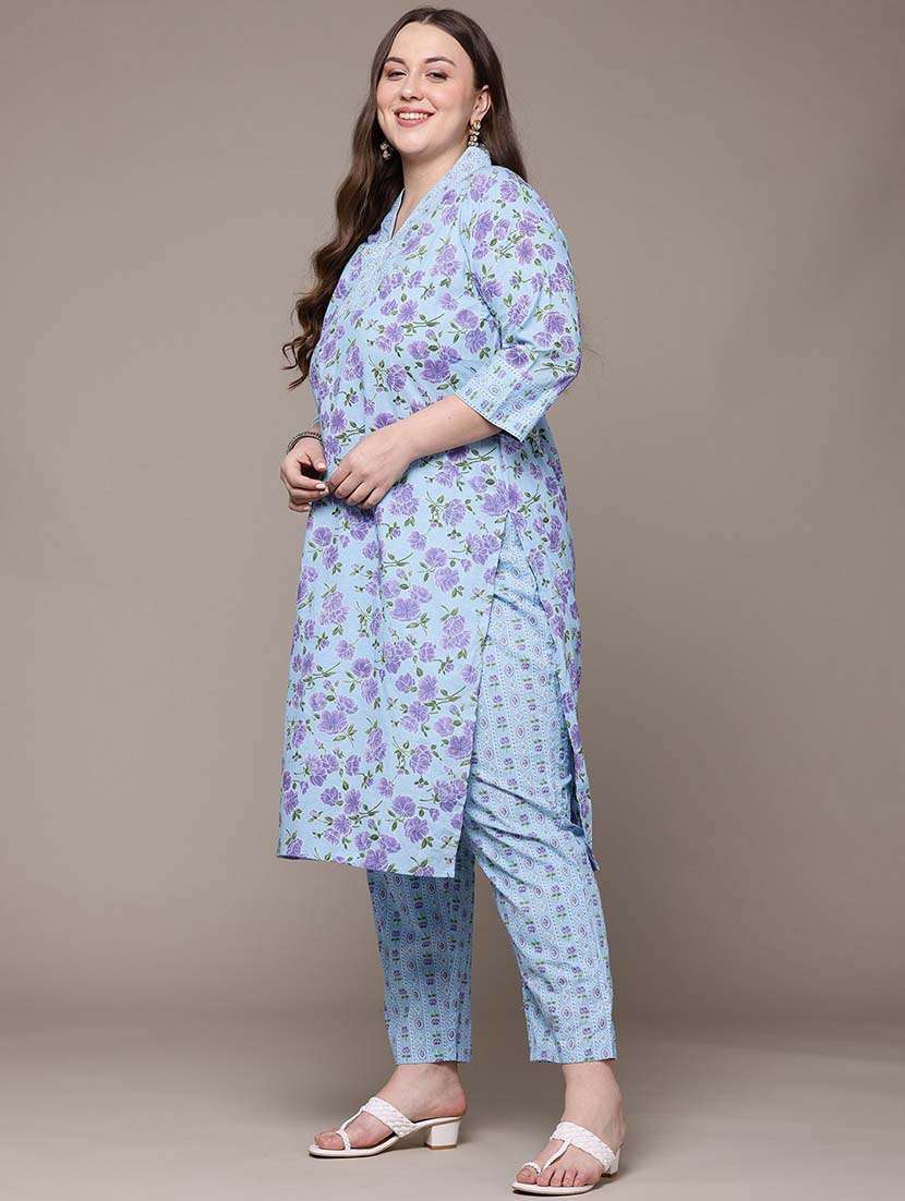 women three quarter sleeve kurta pant with dupatta set - 21648684 -  Standard Image - 1