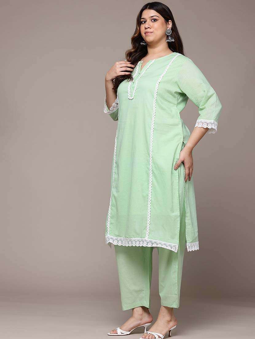 women three quarter sleeve kurta pant with dupatta set - 21648691 -  Standard Image - 1