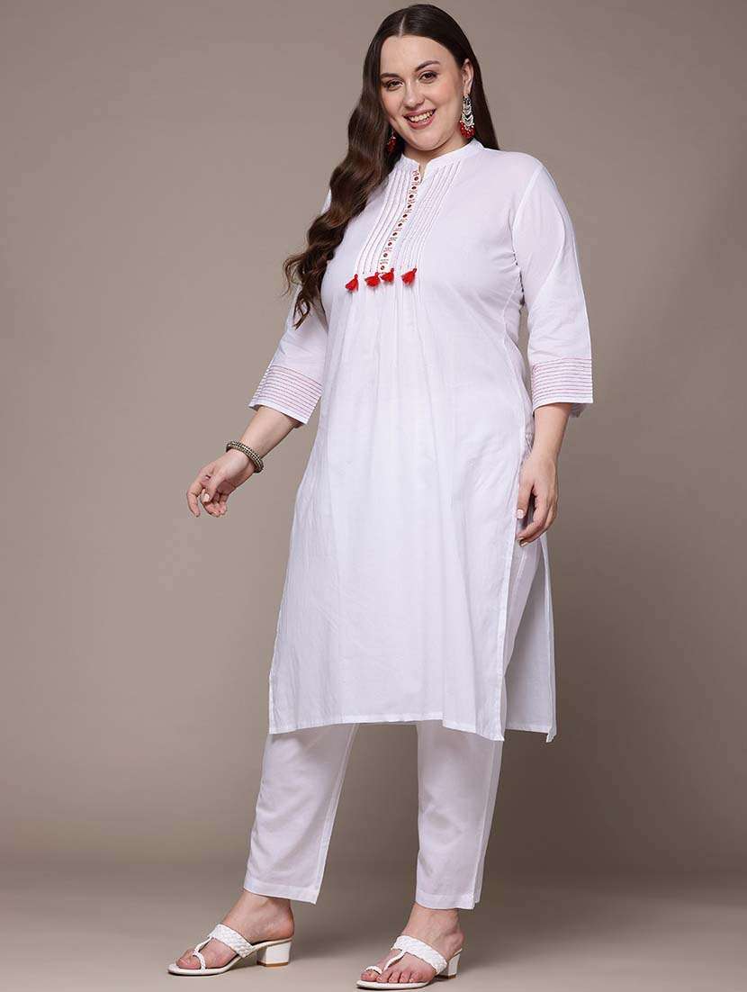 women three quarter sleeve kurta pant with dupatta set - 21648693 -  Standard Image - 1