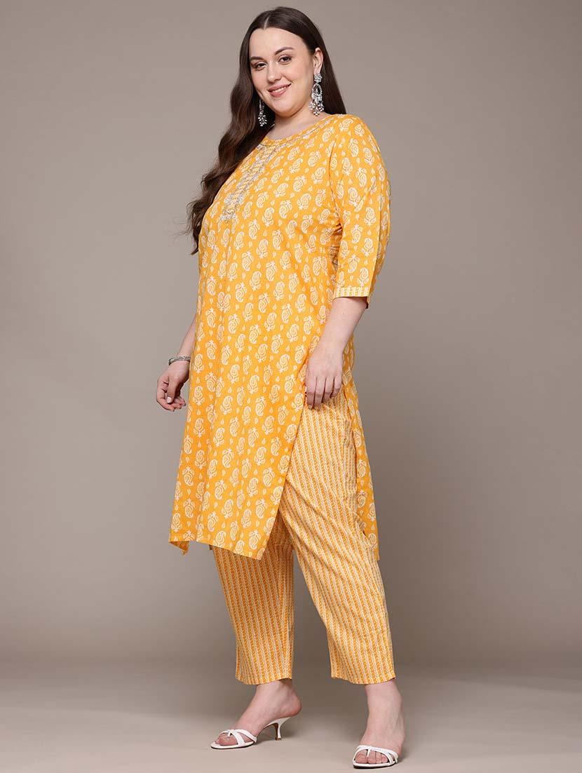 women three quarter sleeve kurta pant with dupatta set - 21648696 - Standard Image - 1