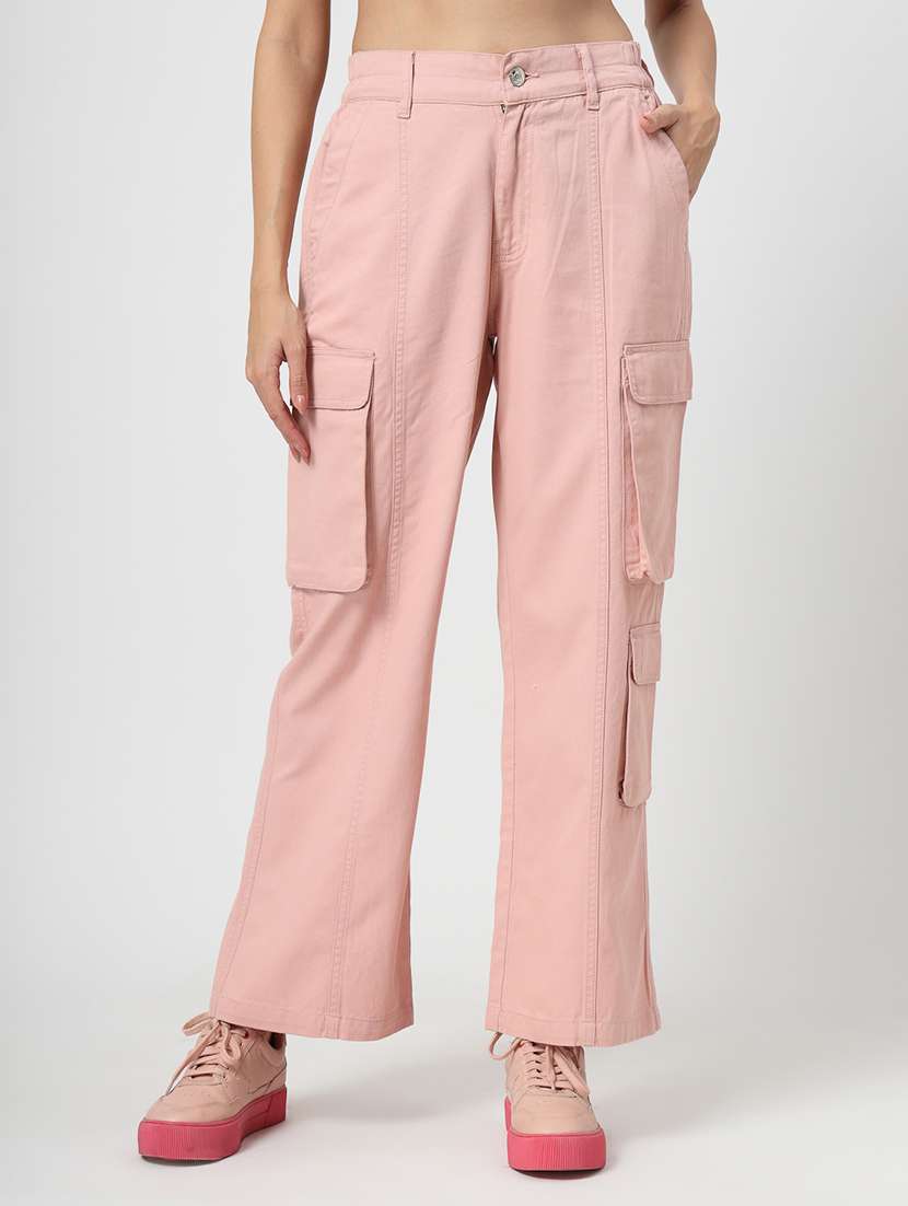 women pink solid cargo