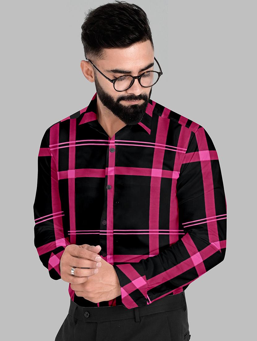 men checks long sleeve formal shirt - 21648805 - Standard Image - 1