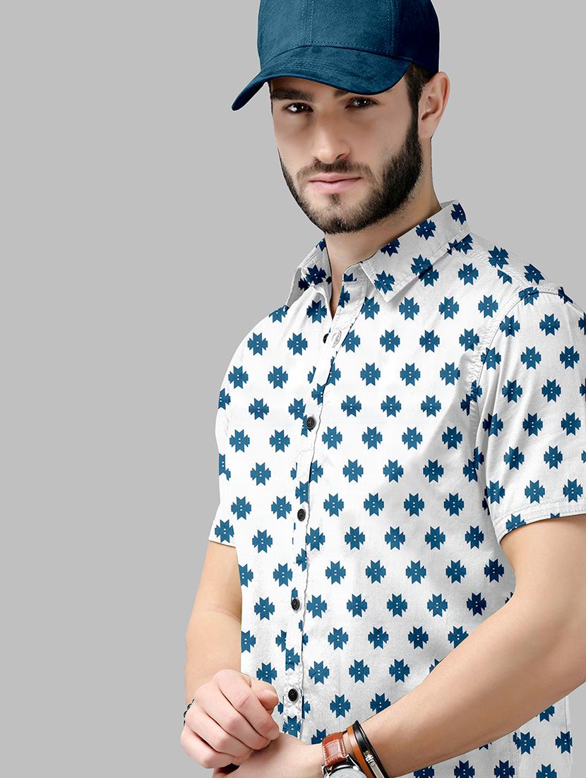 men geometric printed short sleeve casual shirt - 21648808 -  Standard Image - 1