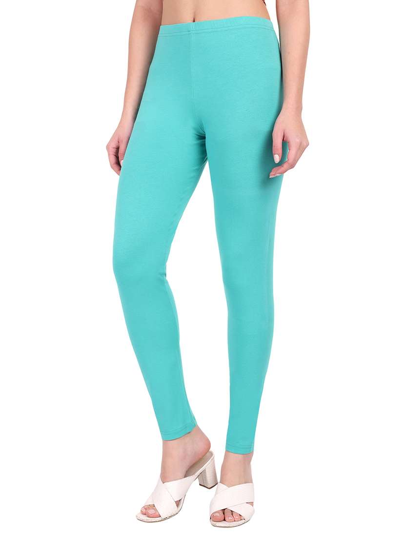 women plain mid rise ankle length leggings - 21648810 -  Standard Image - 1