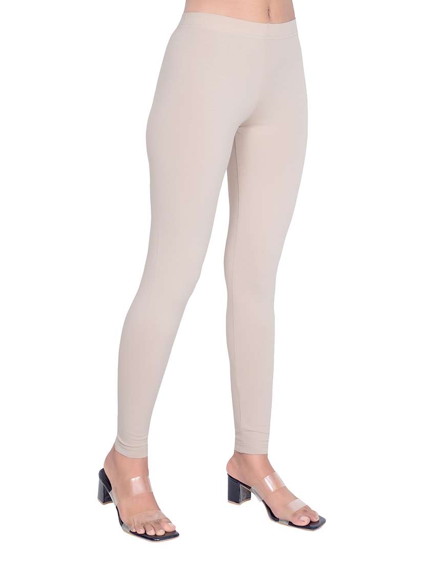women plain mid rise ankle length leggings - 21648812 -  Standard Image - 1