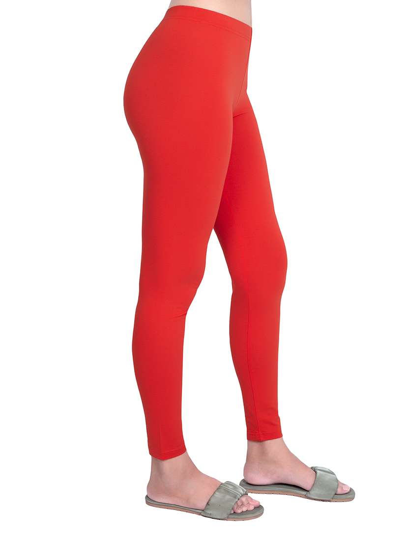 women plain mid rise ankle length leggings - 21648816 -  Standard Image - 1