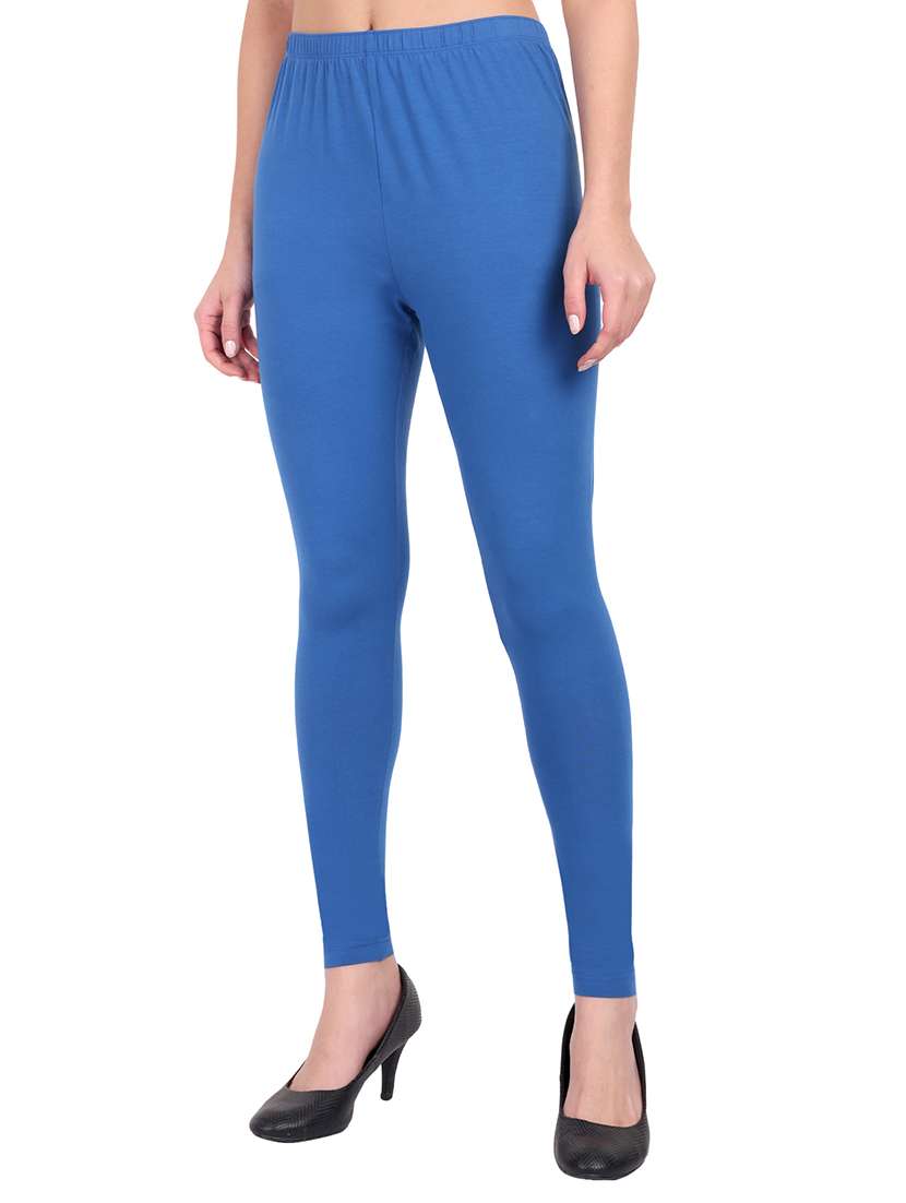 women plain mid rise ankle length leggings - 21648817 -  Standard Image - 1