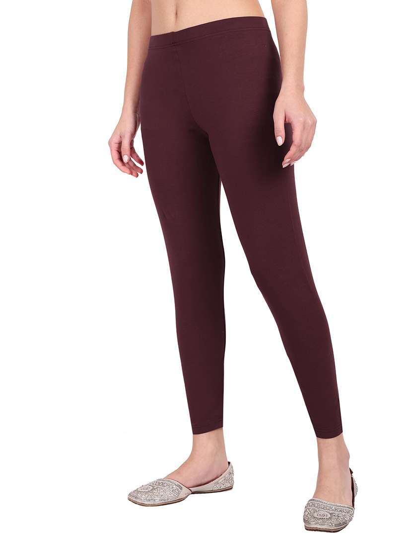 women plain mid rise ankle length leggings - 21648819 -  Standard Image - 1