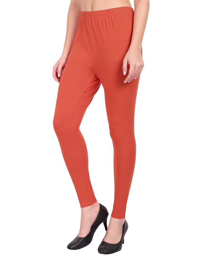 women plain mid rise ankle length leggings - 21648823 -  Standard Image - 1