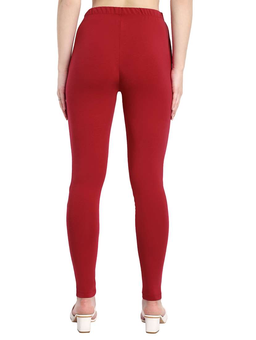 women plain mid rise ankle length leggings - 21648825 -  Standard Image - 1