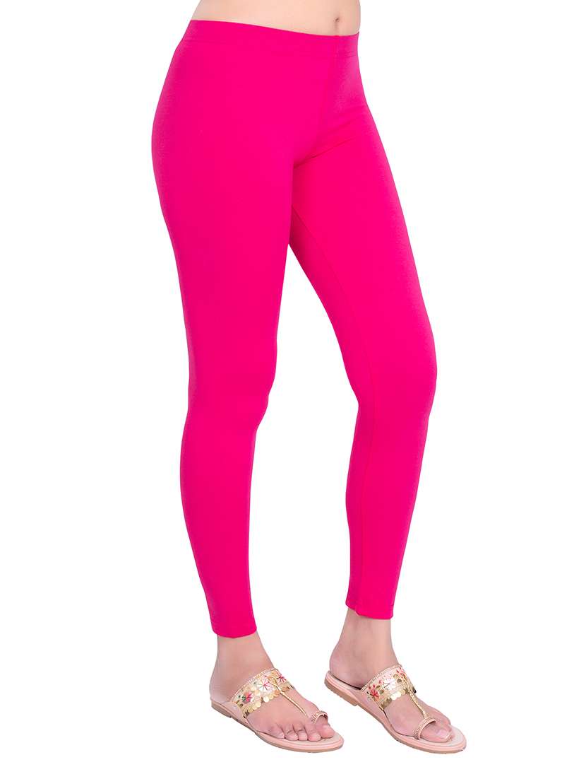 women plain mid rise ankle length leggings - 21648826 -  Standard Image - 1