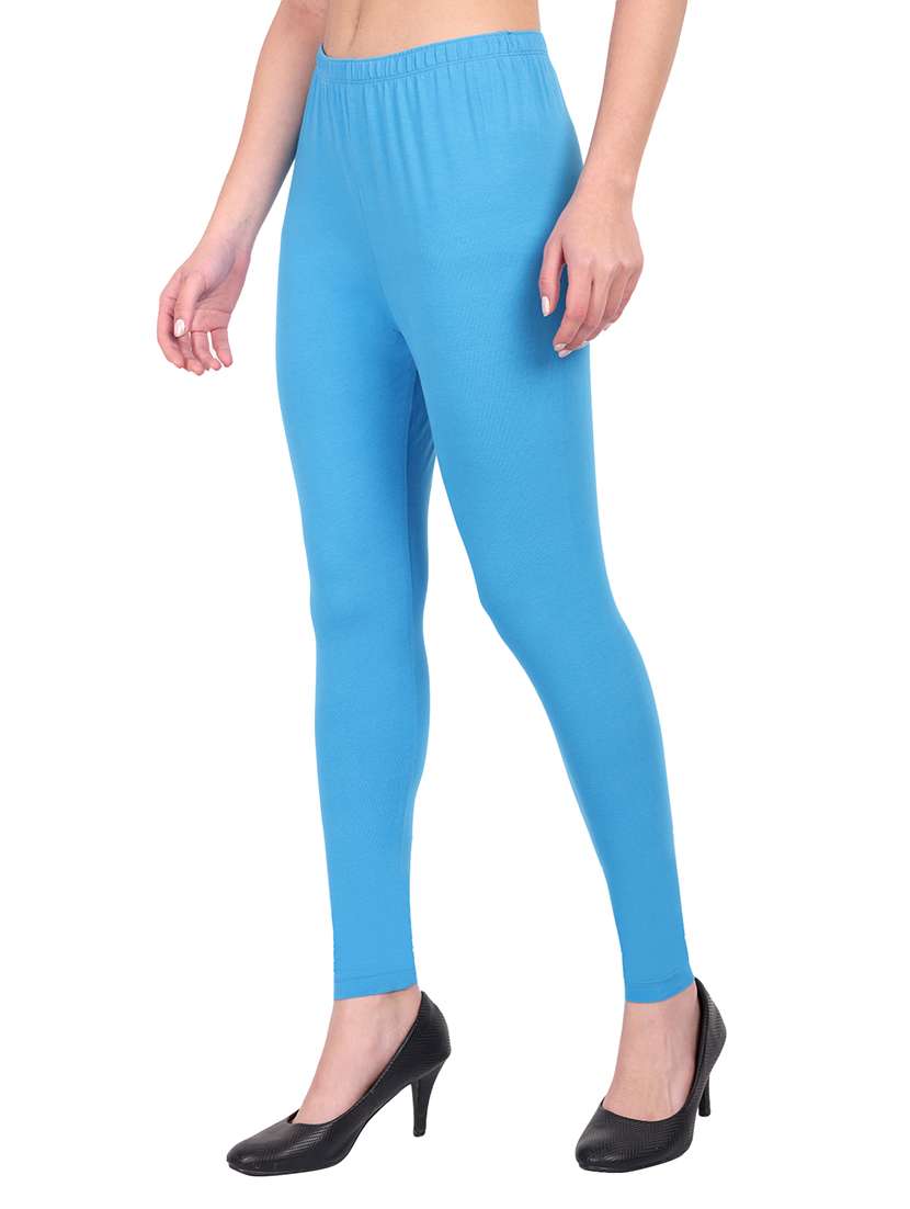 women plain mid rise ankle length leggings - 21648839 -  Standard Image - 1