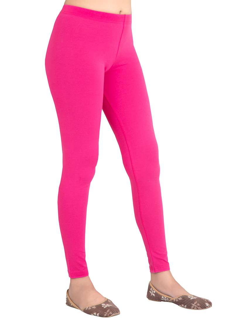 women plain mid rise ankle length leggings - 21648841 -  Standard Image - 1