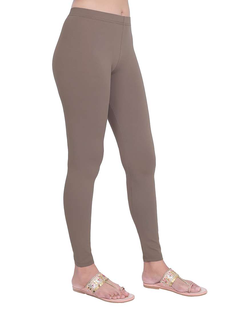 women plain mid rise ankle length leggings - 21648849 -  Standard Image - 1