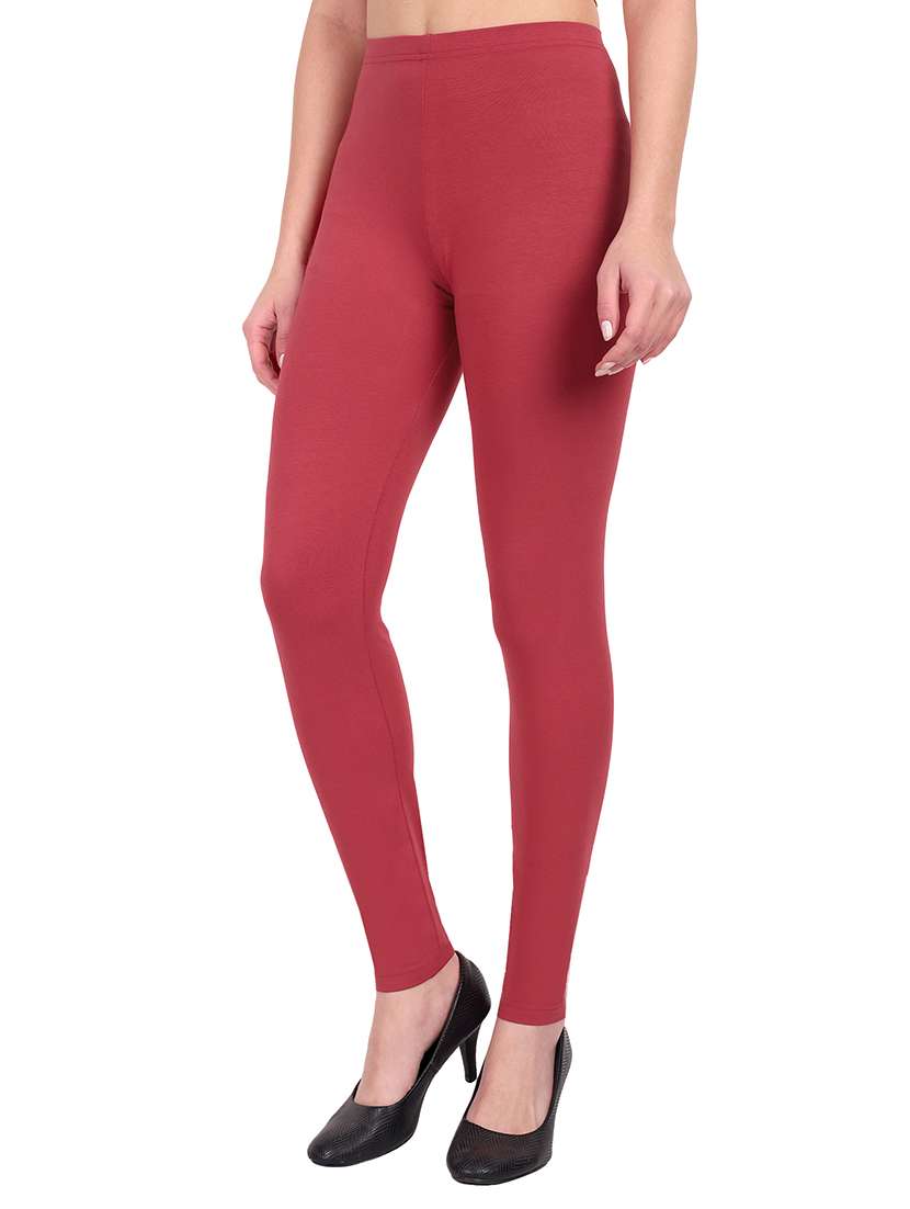 women plain mid rise ankle length leggings - 21648855 -  Standard Image - 1