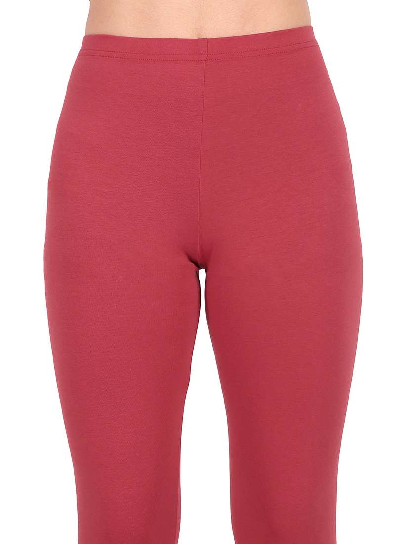 women plain mid rise ankle length leggings - 21648855 -  Standard Image - 4