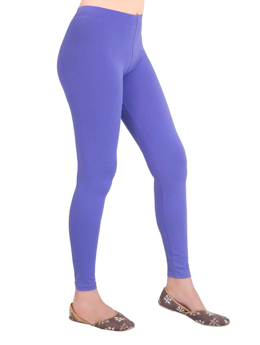 women plain mid rise ankle length leggings - 21648856 -  Standard Image - 1