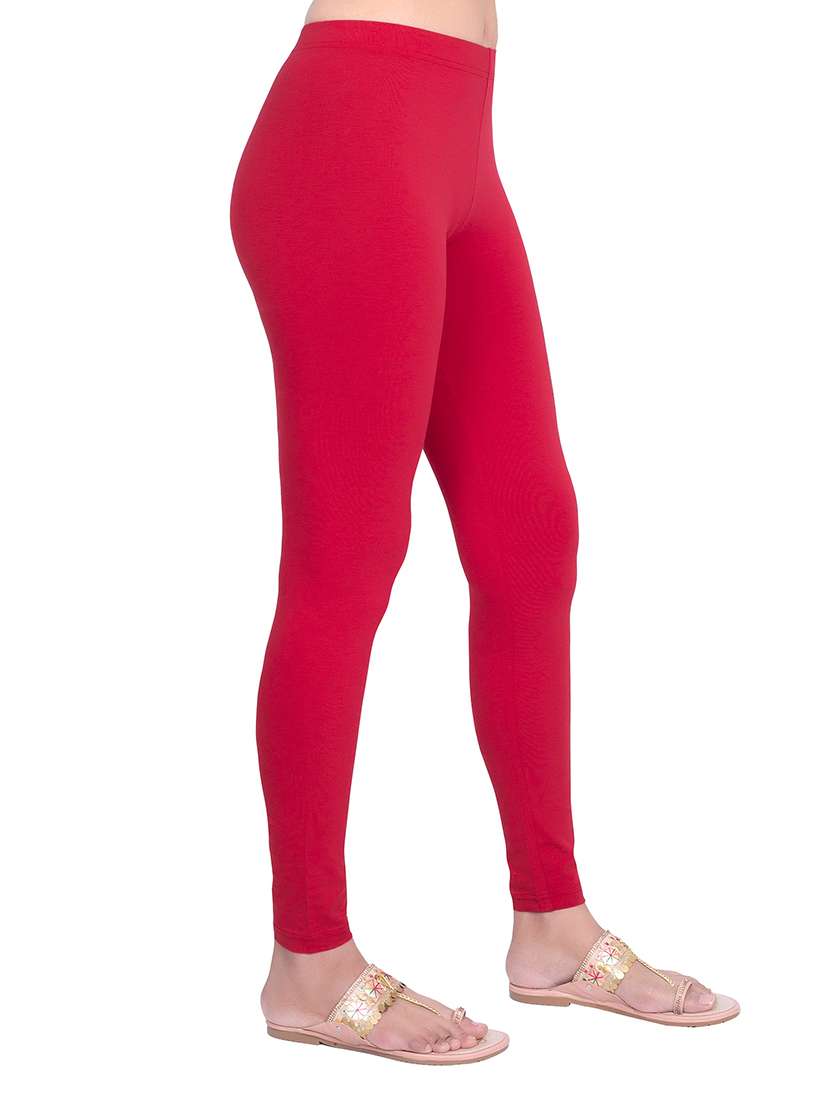 women plain mid rise ankle length leggings - 21648857 -  Standard Image - 1