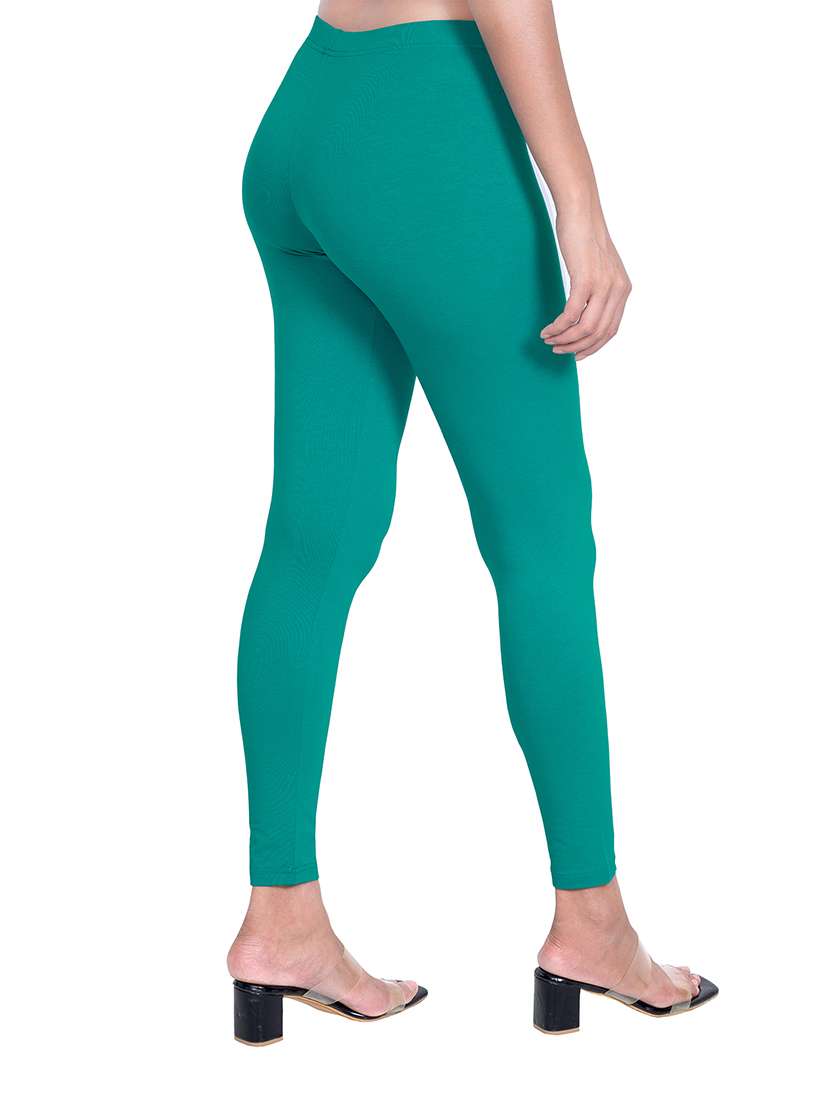 women plain mid rise ankle length leggings - 21648859 - Standard Image - 1