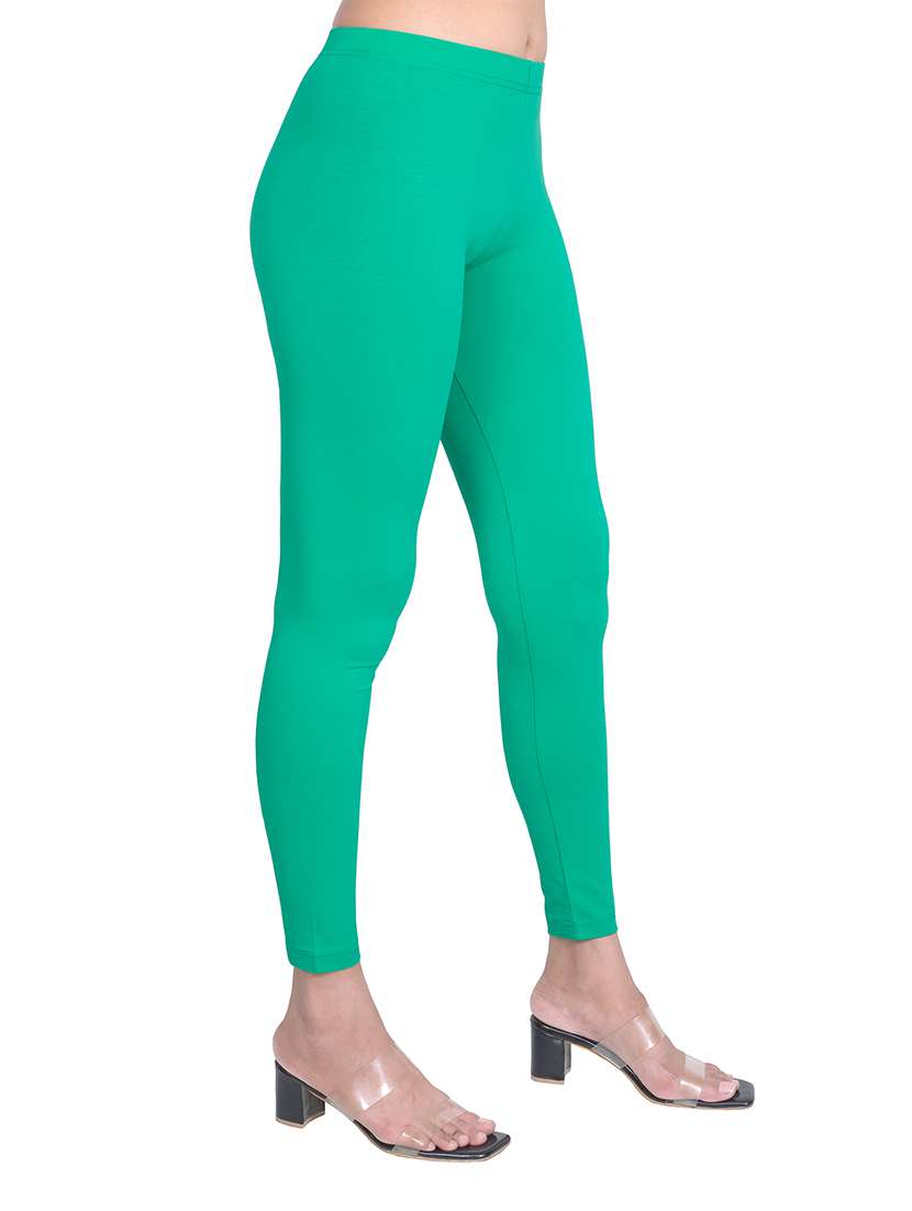 women plain mid rise ankle length leggings - 21648861 -  Standard Image - 1