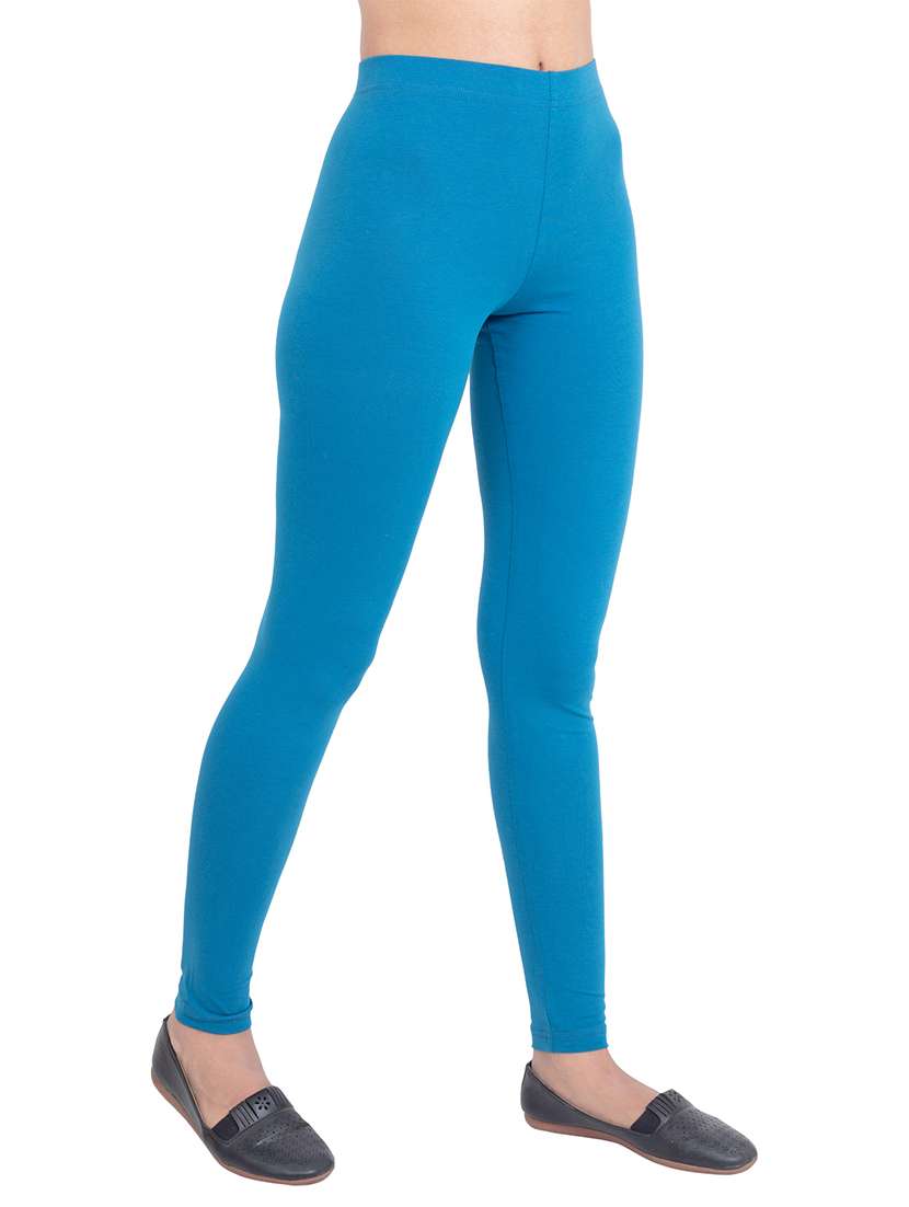 women plain mid rise ankle length leggings - 21648862 -  Standard Image - 1