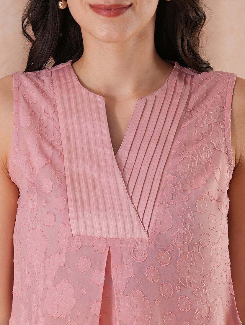 globus women pink self-design floral print v-neck party top - 21648885 - Standard Image - 4