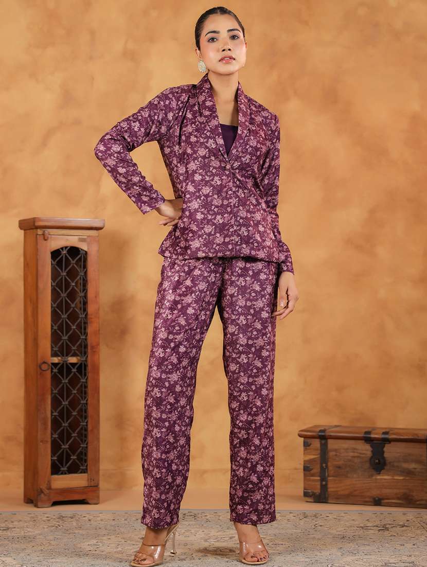 women purple jacket and trouser co-ords set