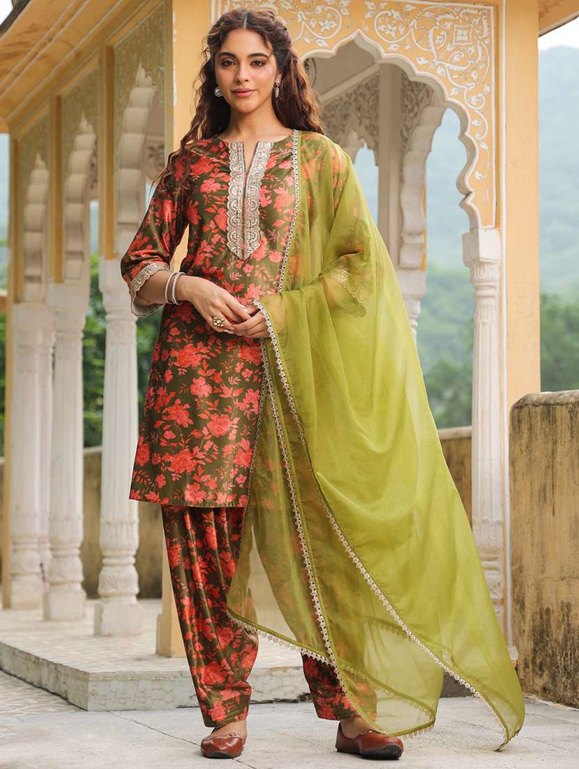 women floral kurta salwar set with dupatta - 21648926 -  Standard Image - 1