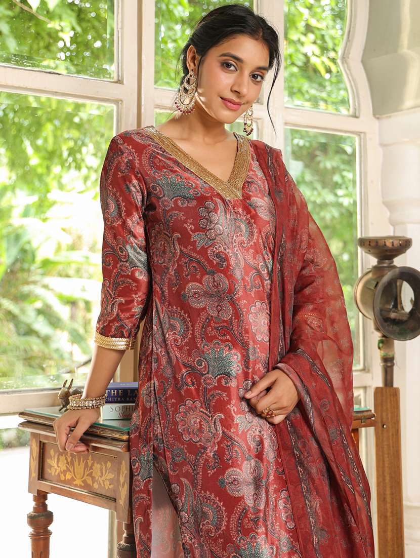 Women Floral Kurta Palazzo Set With Dupatta - 21648931 -  Standard Image - 4