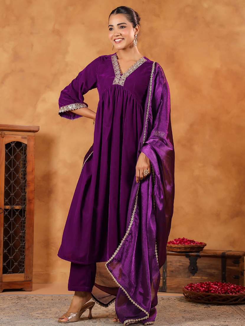 women embroidered kurta pant set with duaptta - 21648936 -  Standard Image - 1